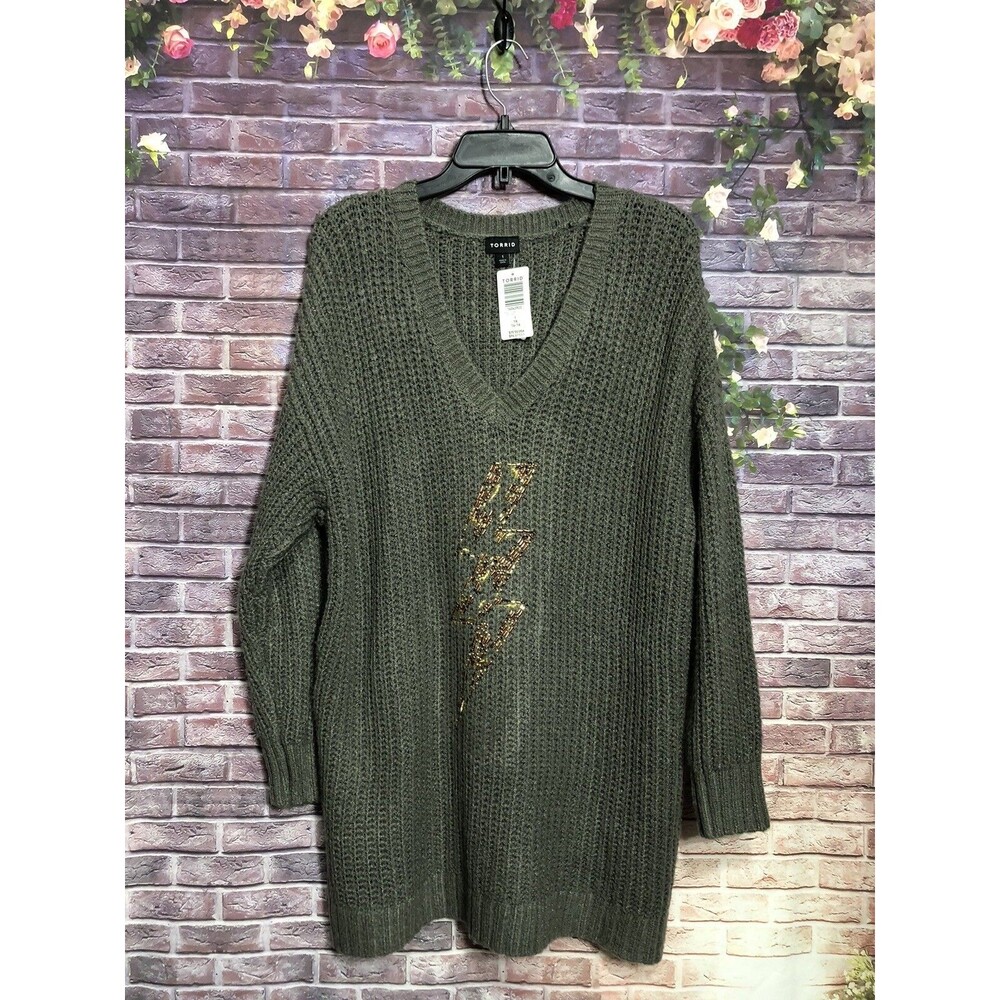 New Torrid Women’s Gray Heavy Knit Long Sleeve Sweater, Top Size 1  - Picture 3 of 10